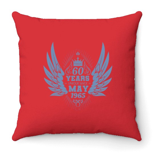 60th birthday angel wings unique since May 1965 Throw Pillows