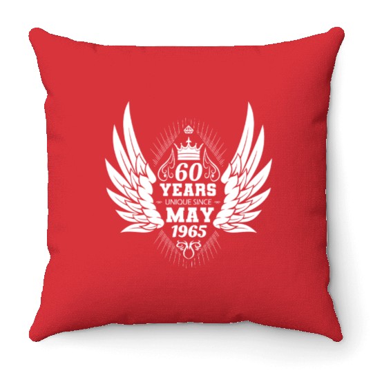 60th birthday angel wings unique since May 1965 Throw Pillows