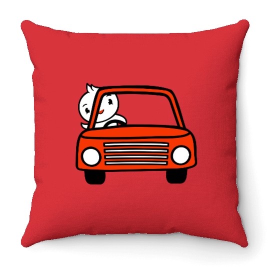 Duck Car Driver Fast Vehicle Greeting Waving Cute Throw Pillows