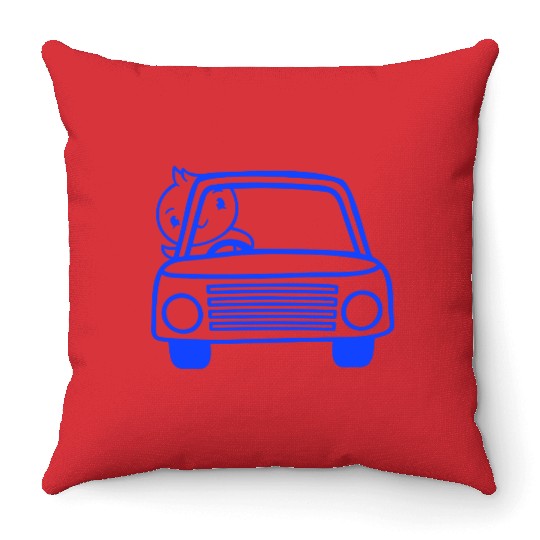 Duck Car Driver Fast Vehicle Greeting Waving Cute Throw Pillows