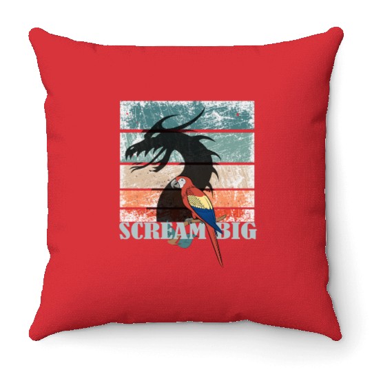 Scream Big Parrot Dragon Fusion Throw Pillows
