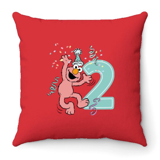 Sesame Street Birthday Design With Elmo Two Years Throw Pillows
