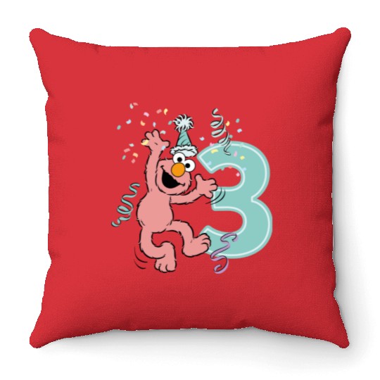 Sesame Street Birthday Design With Elmo 3 Years Throw Pillows