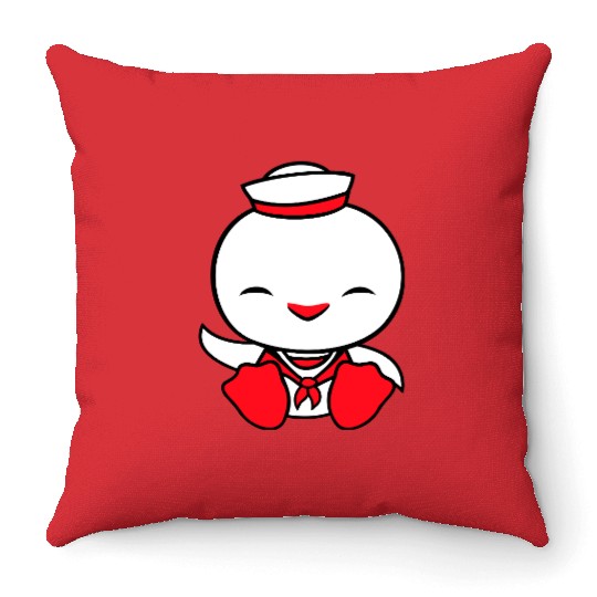 Duck sailor sailor hat waving happily fisherman Throw Pillows