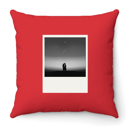 Starry Night Embrace Couple Polaroid Throw Pillows