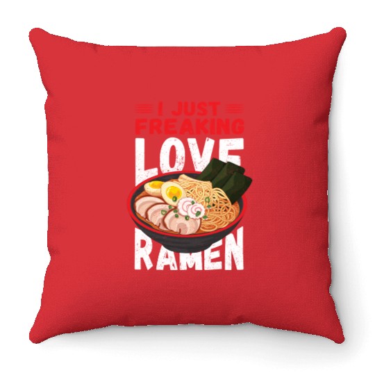 Ramen Japanese Noodles I Love Ramen Throw Pillows