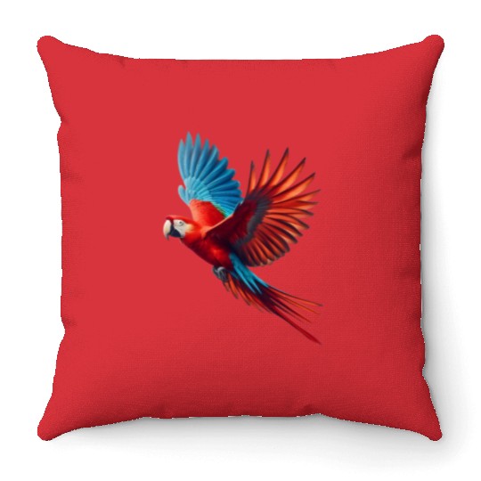 macaw parrot Throw Pillows