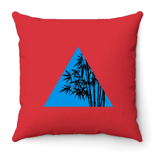 A Blue Triangle and Bamboo Throw Pillows