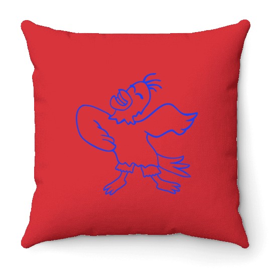 Seagull bird dances happily celebrates cheerful Throw Pillows