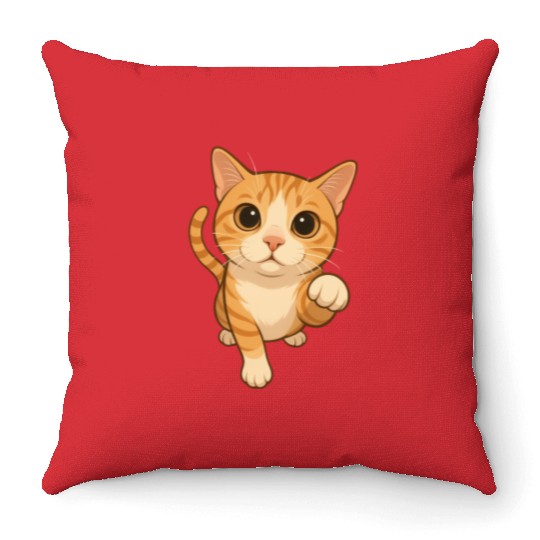 Cute Meow Cat Design for Cat Lovers Throw Pillows