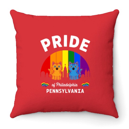 Pride of Philadelphia City Pennsylvania USA Rainbo Throw Pillows