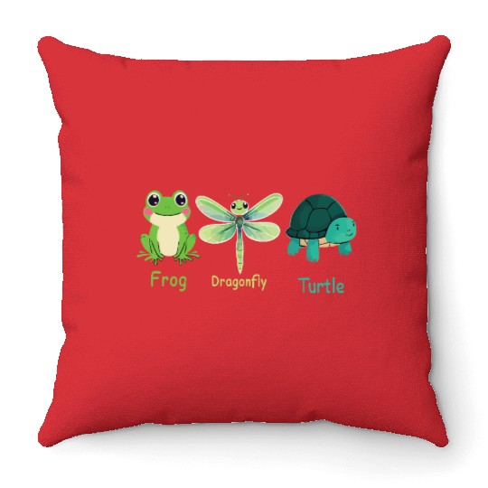 Subtle Political Frog Dragonfly Turtle Women Men Throw Pillows