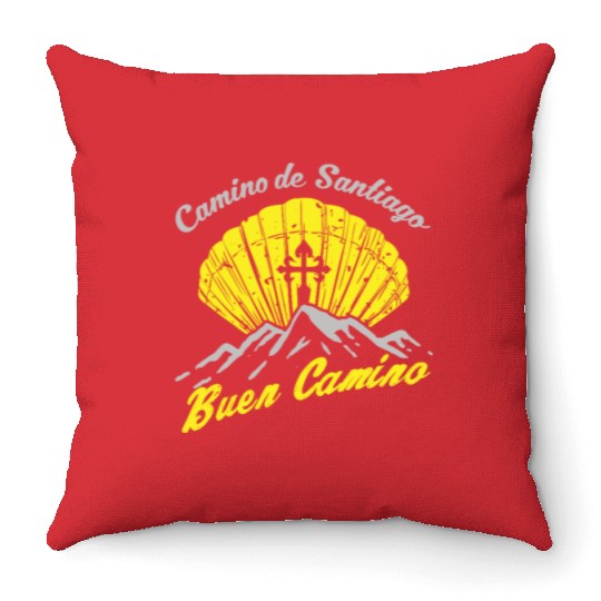 Way of St. James Buen Camino pilgrim shell Throw Pillows