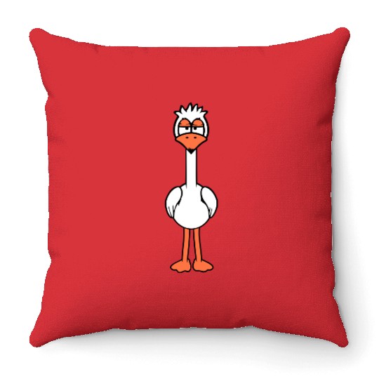 Bird looks funny annoyed tired angry frustrated Throw Pillows