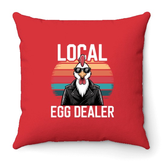 Local Egg Dealer Easter Sunday Retro Chicken Throw Pillows