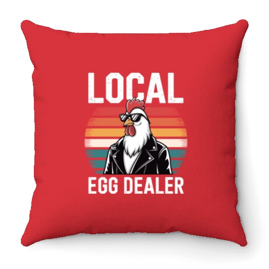 Local Egg Dealer Easter Sunday Retro Chicken Farm Throw Pillows