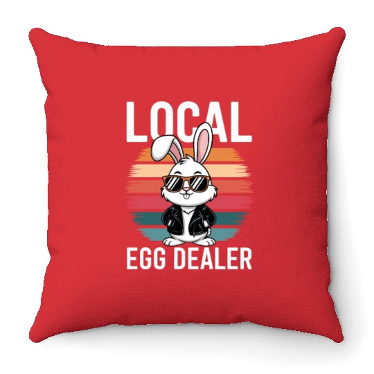 Local Egg Dealer Easter Bunny Easter Sunday Throw Pillows