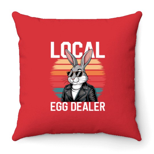 Local Egg Dealer Easter Bunny Easter Sunday Throw Pillows
