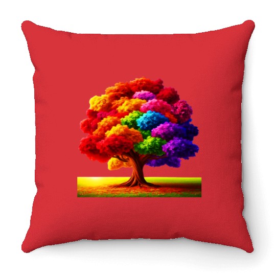 Rainbow colours Spectrum Tree Throw Pillows