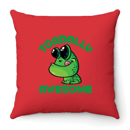 Toadally Awesome Happy Cartoon Toad Throw Pillows