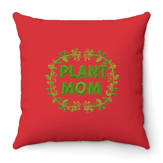 Plant Mom Floral Wreath Design Throw Pillows