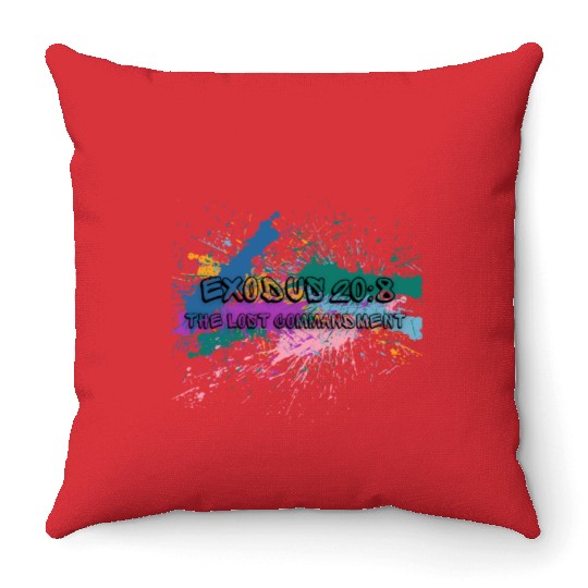 The Lost Commandment multi color Throw Pillows