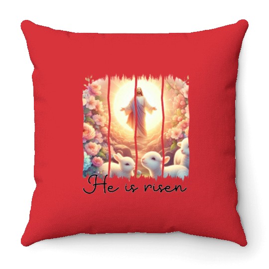 Easter Day Jesus He is risen Throw Pillows