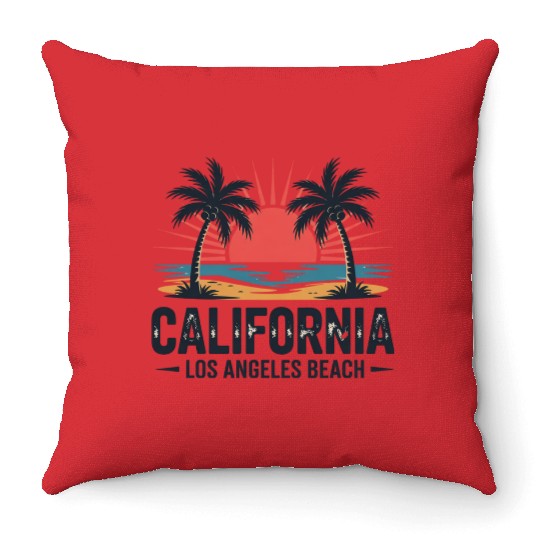 Trendy Los Angeles California Palm Tree Beach Suns Throw Pillows