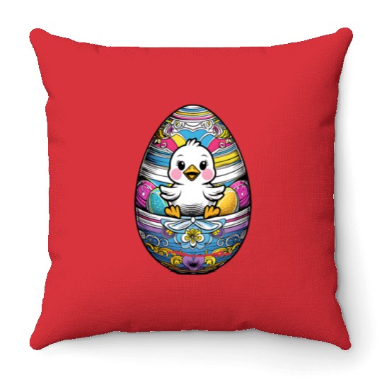 The Cute Easter egg Chick Throw Pillows