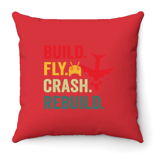 Build fly crash rebuild for RC aieplane pilot flye Throw Pillows