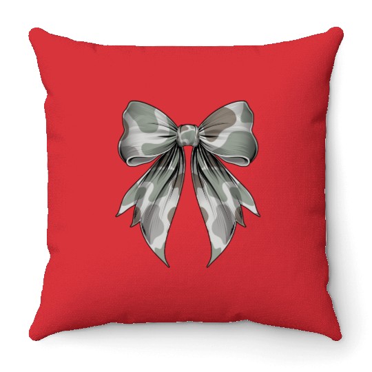 Coquette Bow Camouflage Hunting Hunter Hog Deer Throw Pillows