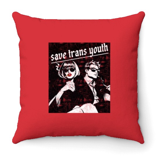 Save trans youth classic vintage Throw Pillows