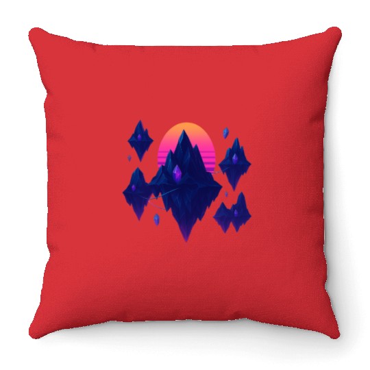Crystal Skies – Neon Floating Islands Throw Pillows