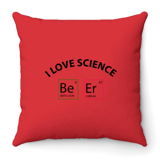 I love science and beer. Throw Pillows
