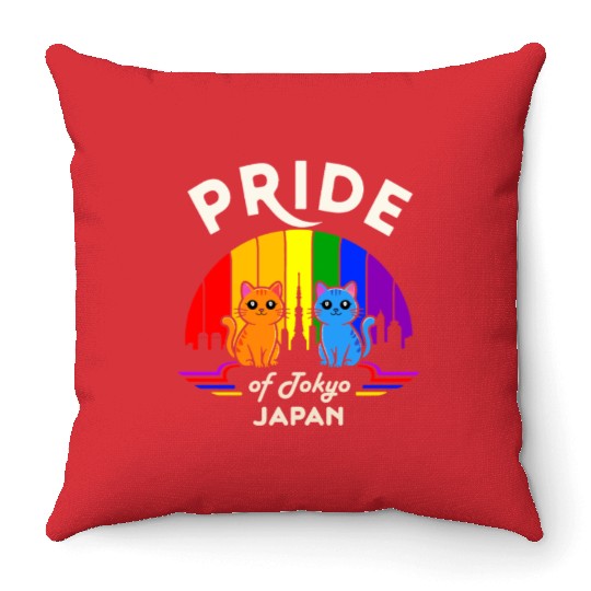 Pride of Tokyo City Japan Rainbow Flag Throw Pillows