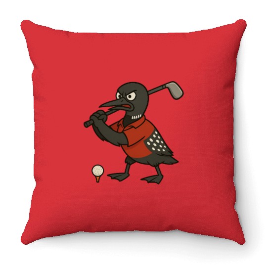 Angry Golf Loon Throw Pillows