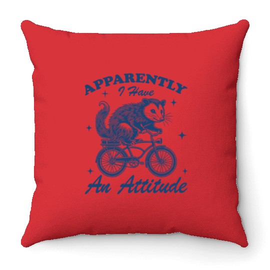 Funny Opossum Biking Throw Pillows