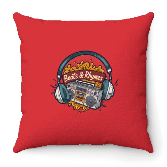 Beats & Rhymes Graffiti Throw Pillows – Classic Hip-Hop