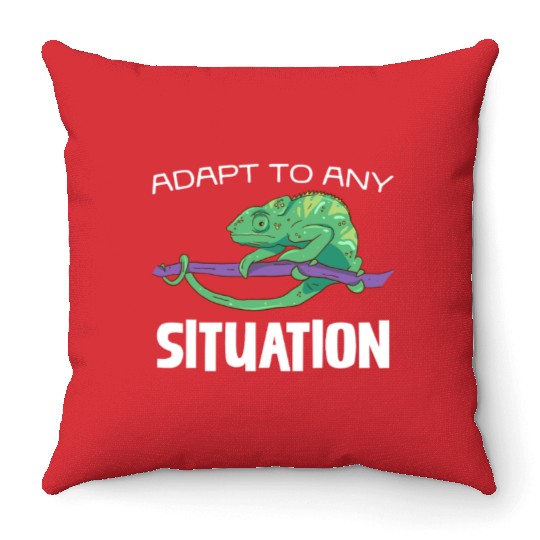 Adapt to Any Situation Chameleon Illustration Throw Pillows