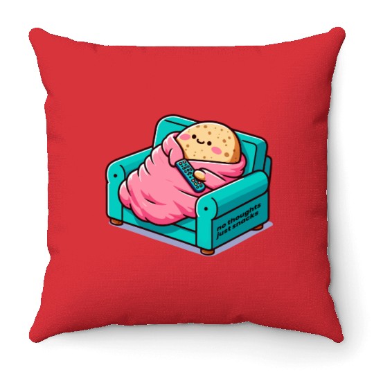 no thoughts just snacks Throw Pillows