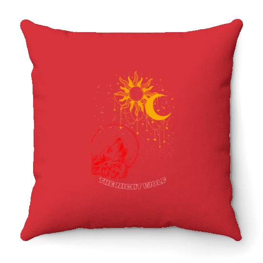 "Night Wolf – Lunar Howl Graphic Throw Pillows"