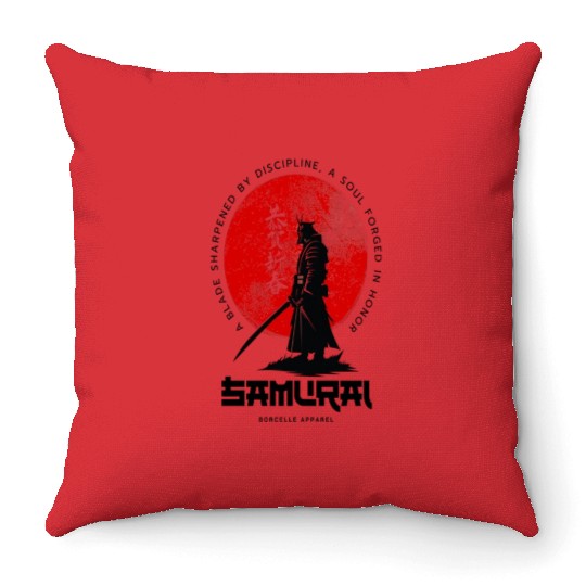 Samurai Warrior Red Sun Throw Pillows - Japanese Culture
