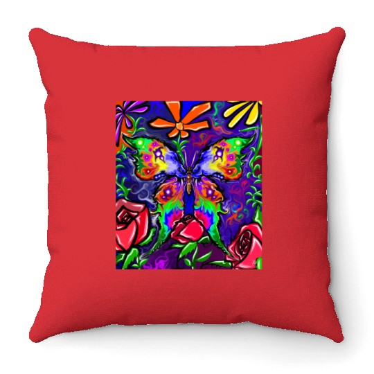 Floral Butterfly Throw Pillows