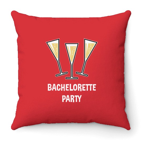 Bachelorette Party (Sparkling Wine Funnel Shut 3C) Throw Pillows