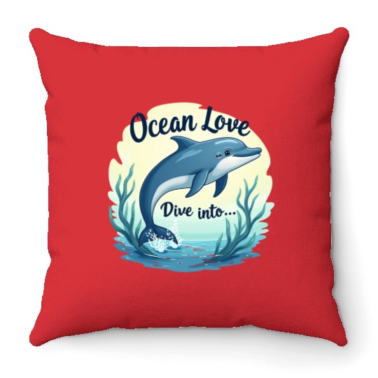 Playful dolphins Throw Pillows