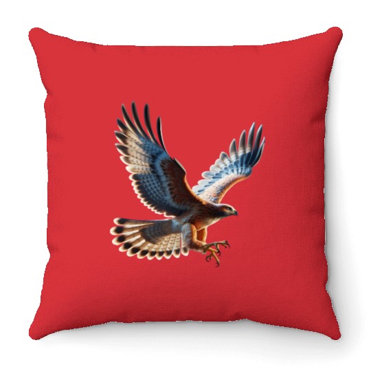 Majestic Hawk Flight Throw Pillows
