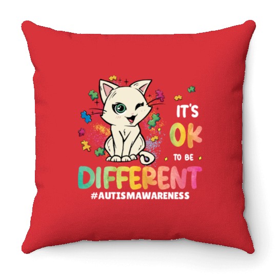 Support Autistic Adults Kids Autism Different Cat Throw Pillows