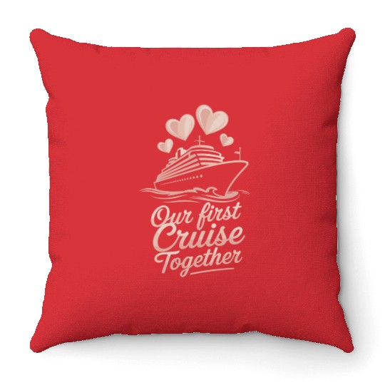 Romantic Cruise Ocean Love Sunset Sail Couples Throw Pillows