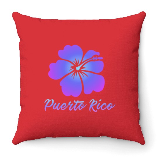 Puerto Rico Hibiscus Throw Pillows