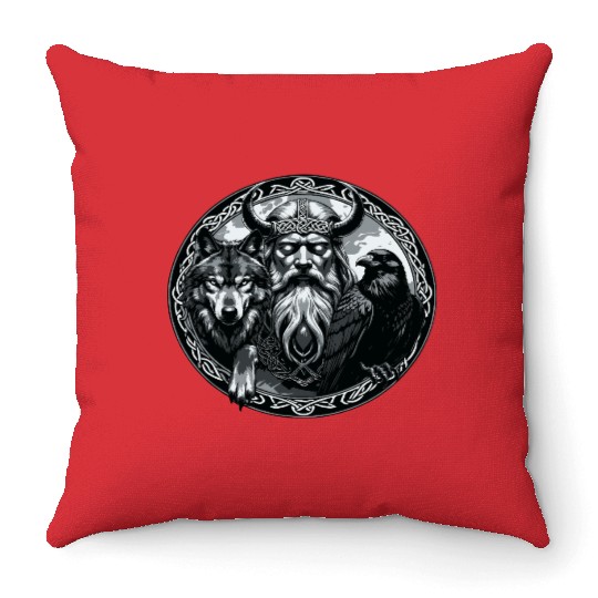 Viking Warrior Man Odin Thor Norman Walhalla Throw Pillows